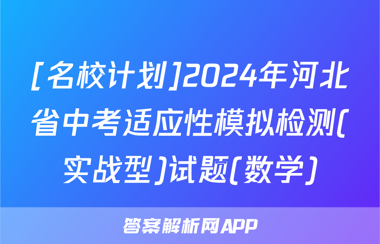 [名校计划]2024年河北省中考适应性模拟检测(实战型)试题(数学)