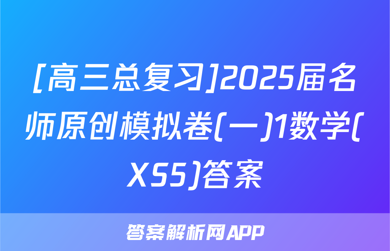 [高三总复习]2025届名师原创模拟卷(一)1数学(XS5)答案