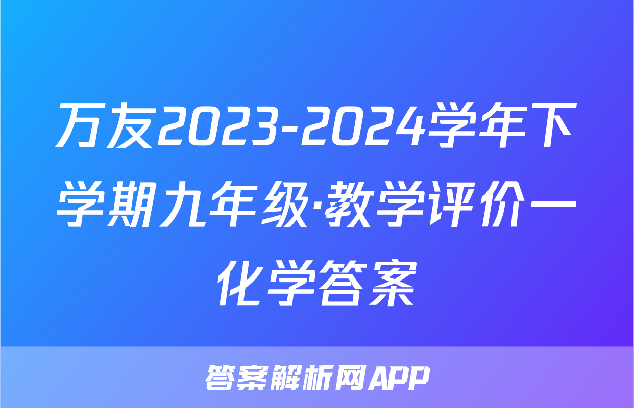 万友2023-2024学年下学期九年级·教学评价一化学答案