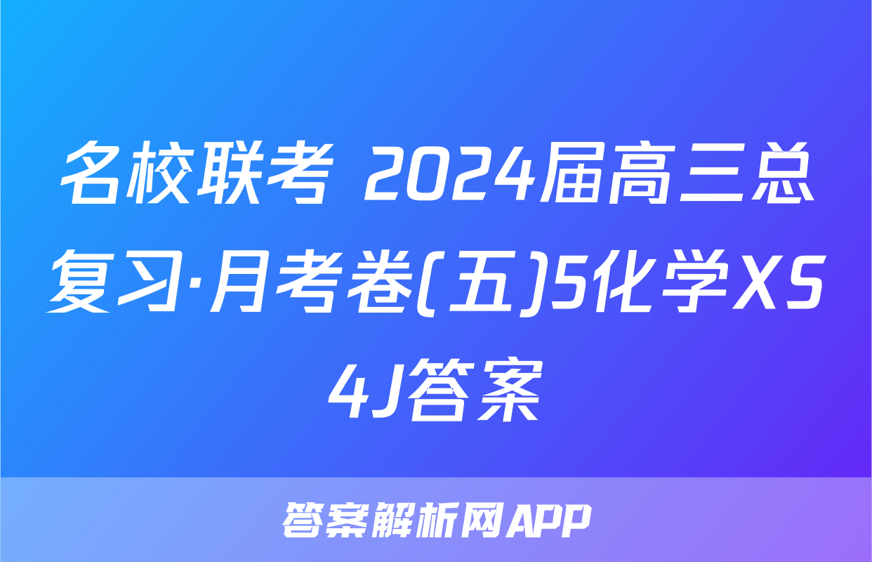 名校联考 2024届高三总复习·月考卷(五)5化学XS4J答案