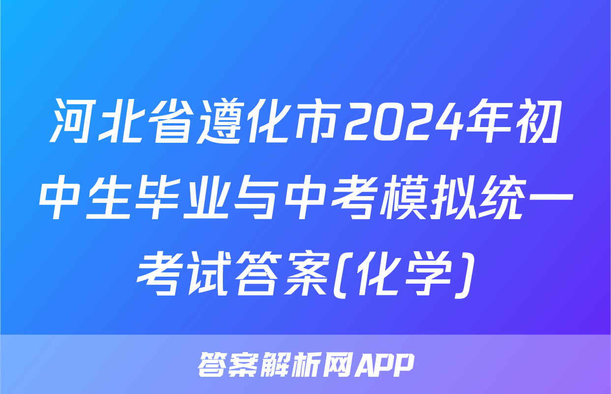 河北省遵化市2024年初中生毕业与中考模拟统一考试答案(化学)