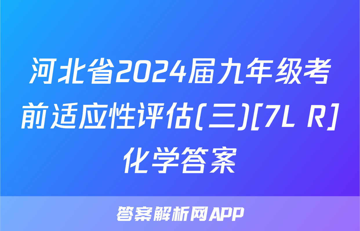 河北省2024届九年级考前适应性评估(三)[7L R]化学答案