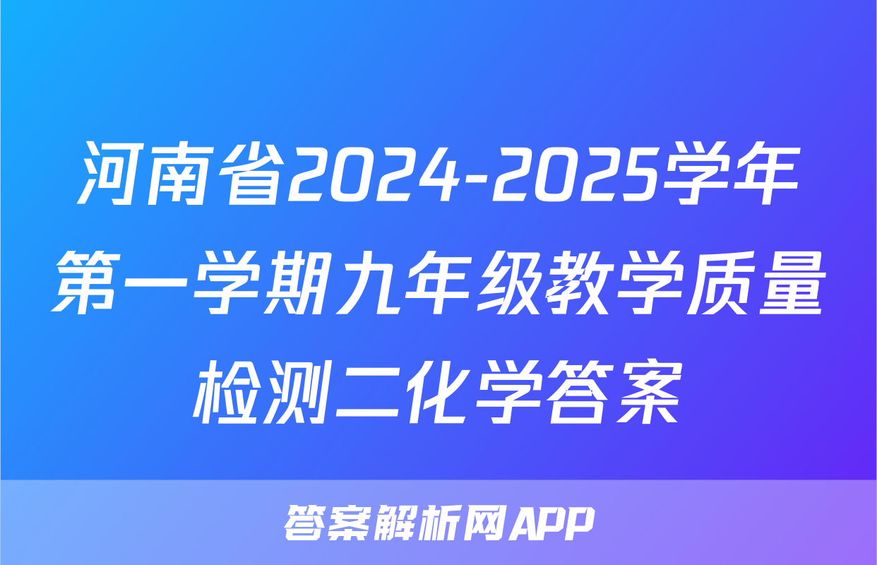 河南省2024-2025学年第一学期九年级教学质量检测二化学答案