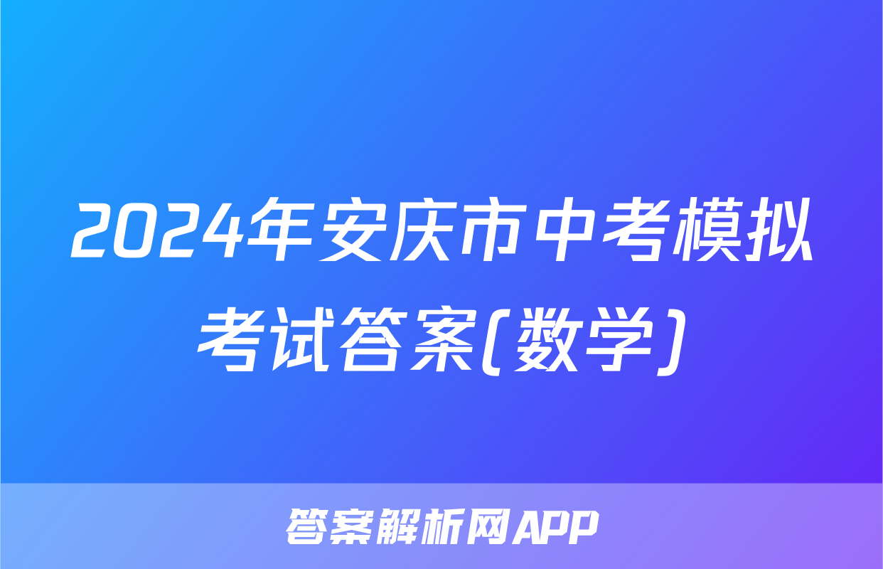 2024年安庆市中考模拟考试答案(数学)