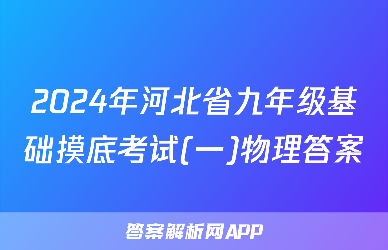 2024年河北省九年级基础摸底考试(一)物理答案