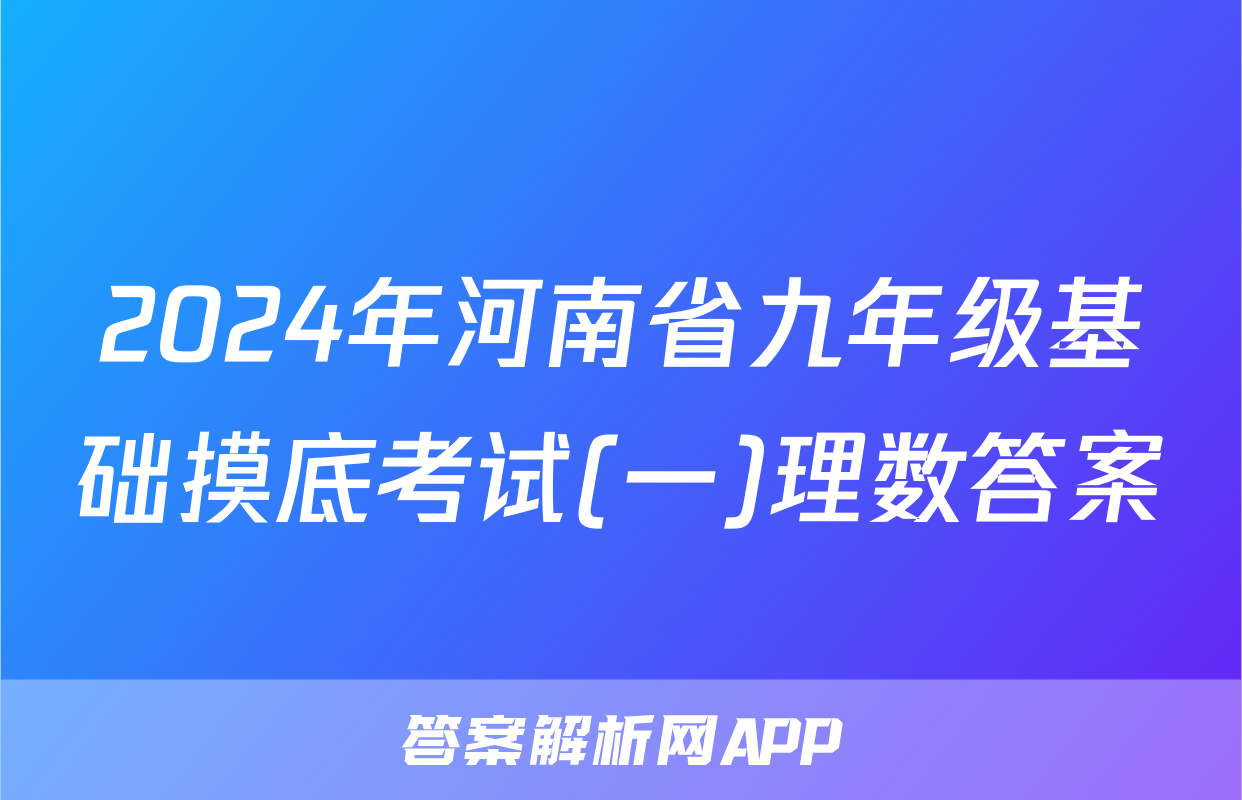 2024年河南省九年级基础摸底考试(一)理数答案