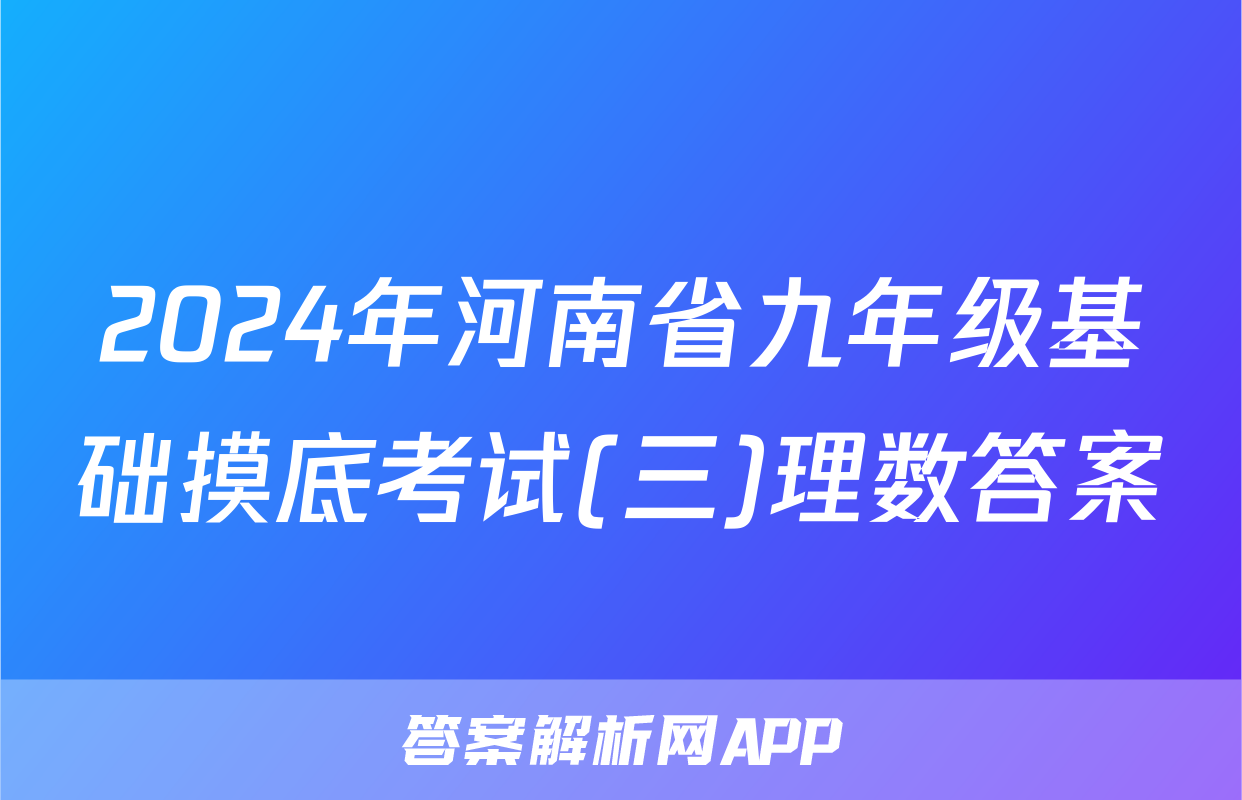 2024年河南省九年级基础摸底考试(三)理数答案