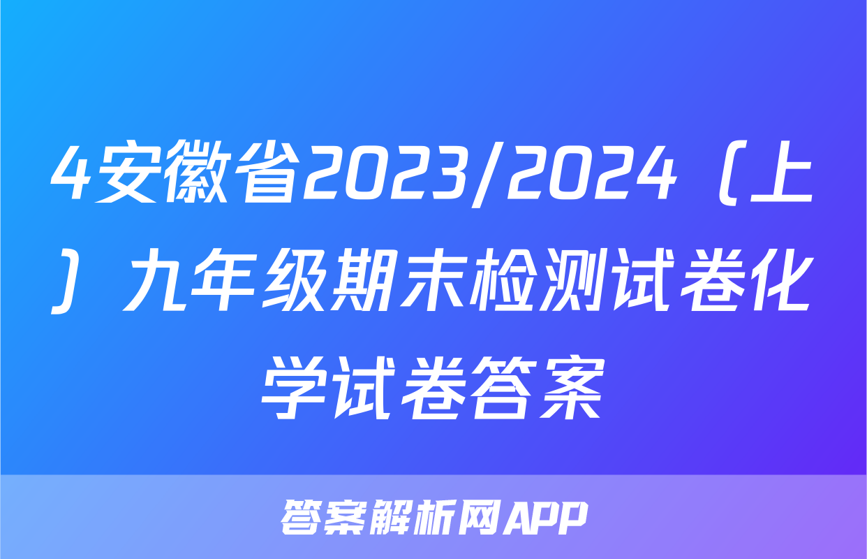 4安徽省2023/2024（上）九年级期末检测试卷化学试卷答案
